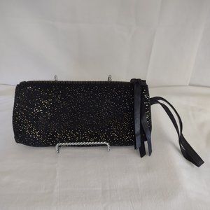 Gianotti Black and Gold Leather Wristlet with Tassel Zipper